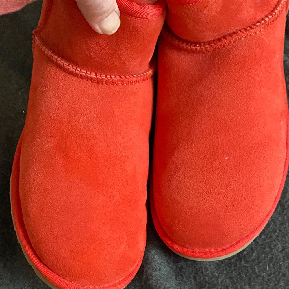 UGG Short Suede Boots in Bright Coral - Picture 8 of 11